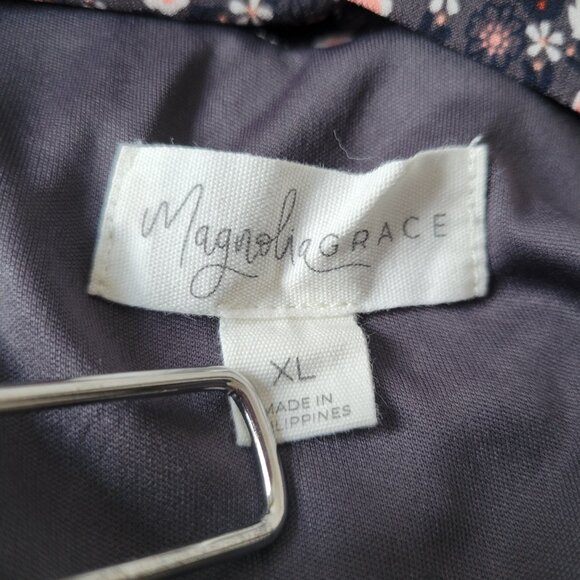 Magnolia Grace Sleeveless Floral Print Midi Dress, Cut-out Back, XL, Gray/Pink - Picture 5 of 8